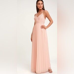 ✨Lulus Glamorous Gala Blush Pink Embroidered Dress size S